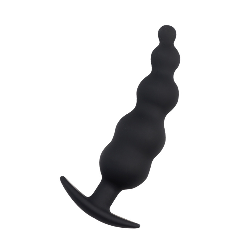 Silicone Anchor Curved Anal Plug with Five Beads, Manual Non-Vibrating Expansion Toy - Image 4