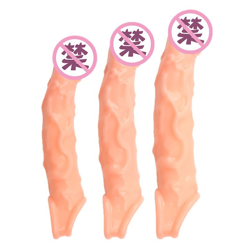 Textured TPE Penis Sleeve with Spikes, Curved Realistic Extender for Ejaculation Control - Image 5