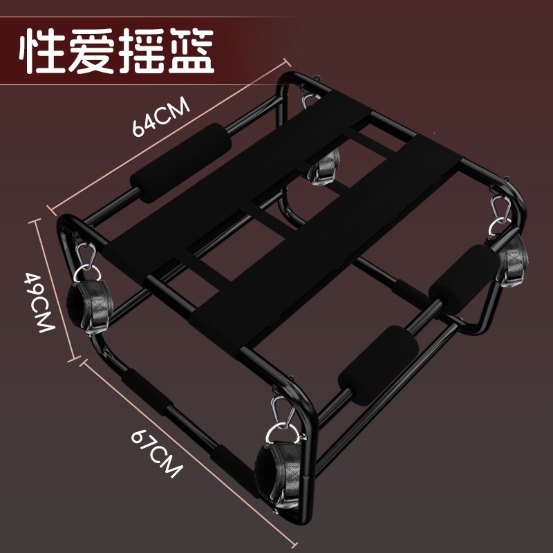 Jiuai SM Bondage Chair with Handcuffs and Silicone Ball Gag, Black Metal Adult Play Set - Image 4