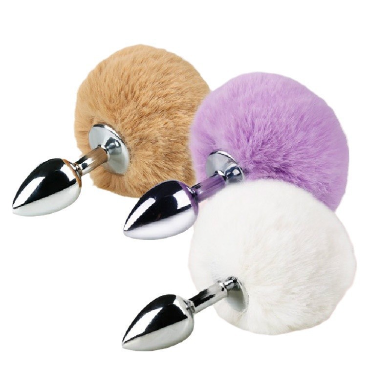 Mystery Anal Plug with White Faux Fur Ball Tail, Adult Anal Beads - Image 5