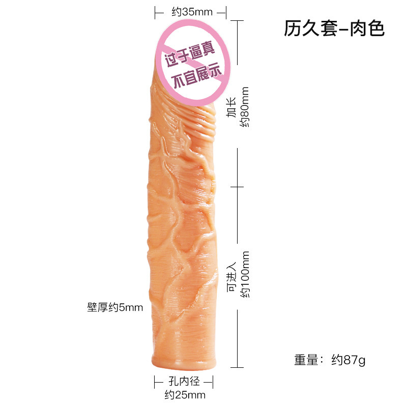 Hollow Penis Sleeve for Men, Textured Wolf Tooth Design, Transparent Crystal TPE - Image 4