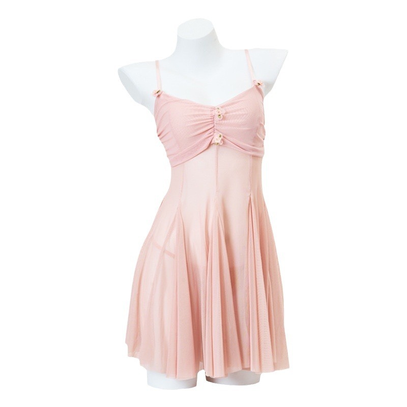 Women's Tulle Babydoll Nightdress Set with Backless Design and Matching Panty - Image 5