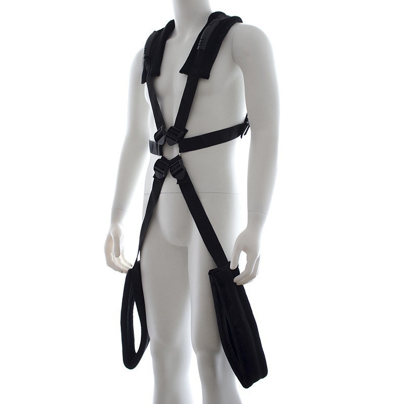 Door Swing Bondage Strap Set with Metal Hardware, Red and Black Fabric - Image 4