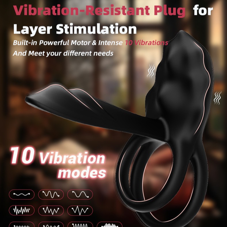 Wireless Remote Control Vibrating Double Ring with Prostate Massager, Silicone Delay Cock Ring - Image 3