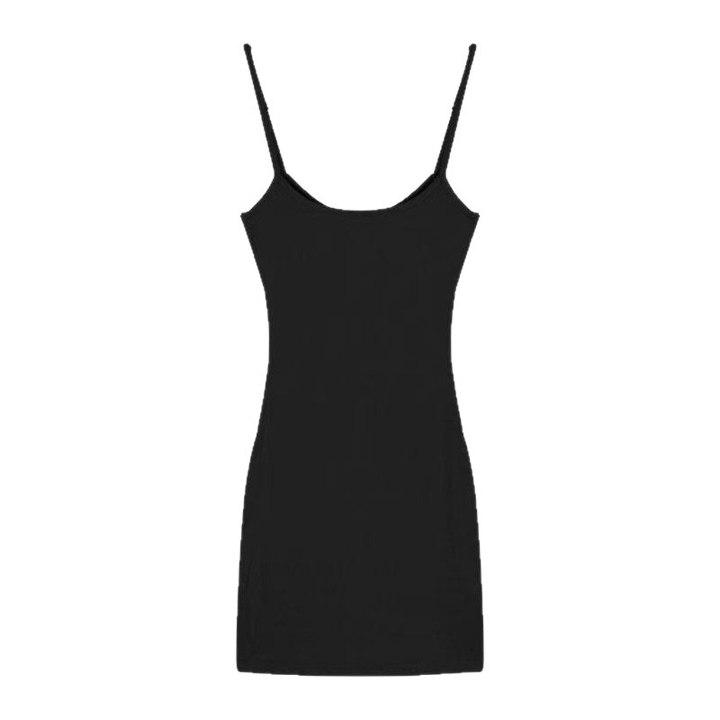 Pure Desire Spaghetti Strap Short Dress, Slim Fit Black Sleepwear for Petite Women - Image 5