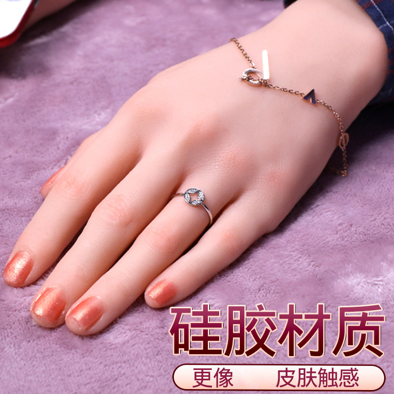 Jiuai Silicone Hand Model Display Prop, Slim Jade Right Hand, Manual, Flesh Tone - Image 4