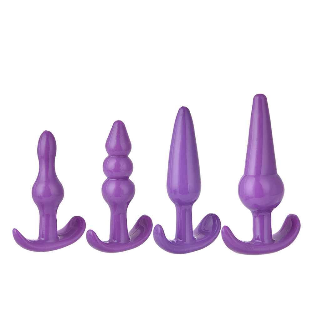Four-Piece Anal Plug Bead Set, TPE, Purple, Graduated Sizes - Image 4