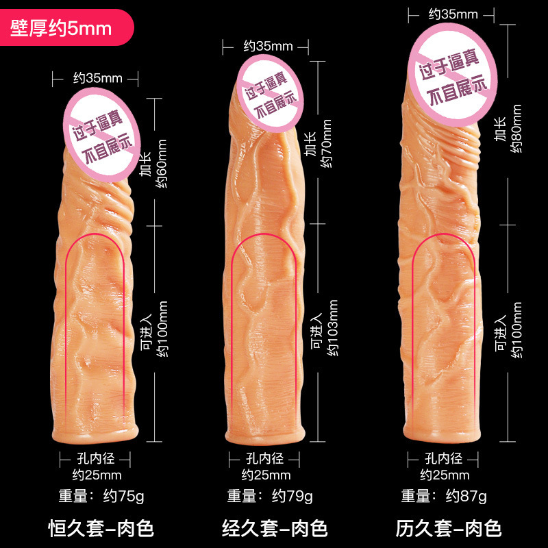Hollow Penis Sleeve for Men, Textured Wolf Tooth Design, Transparent Crystal TPE - Image 2