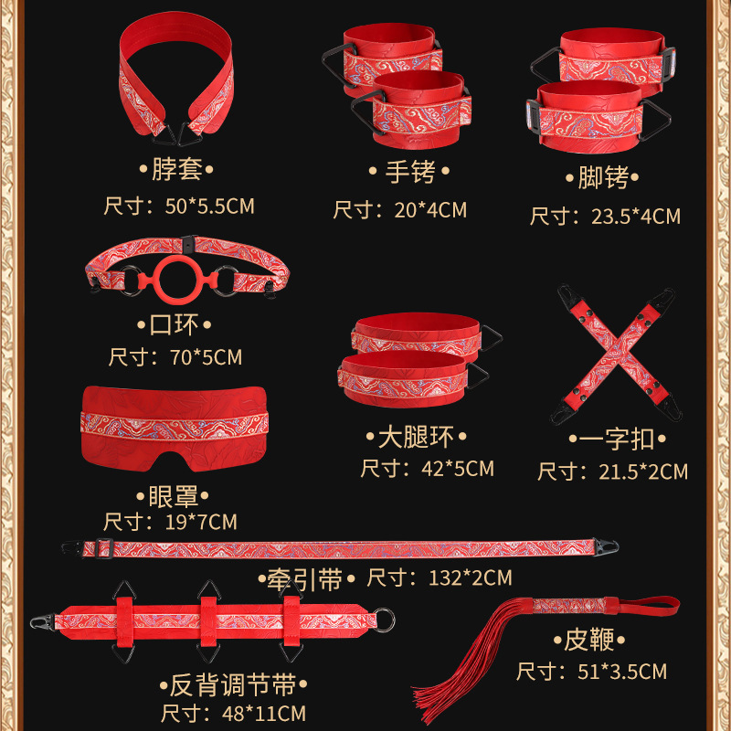 10-Piece Bondage Restraint Kit with Handcuffs, Nipple Clamps and Silicone Mouth Ring - Image 4