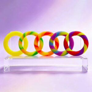 Men's Silicone Rainbow Locking Ring, Long-Term Wear Delay Ring, Yellow Large