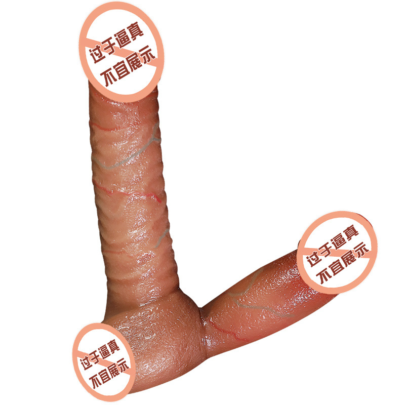 Double-Headed Silicone Dildo, Brown, Dual-Ended Adult Toy - Image 2