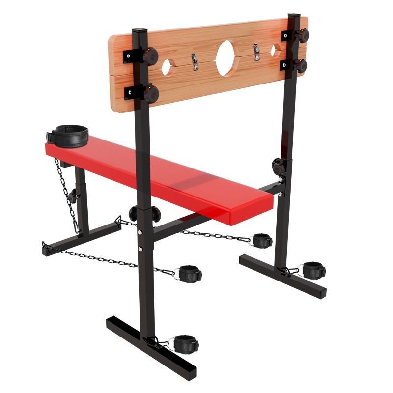 SM Wooden Horse Bench Restraint Furniture in Black Iron and Oak - Image 5