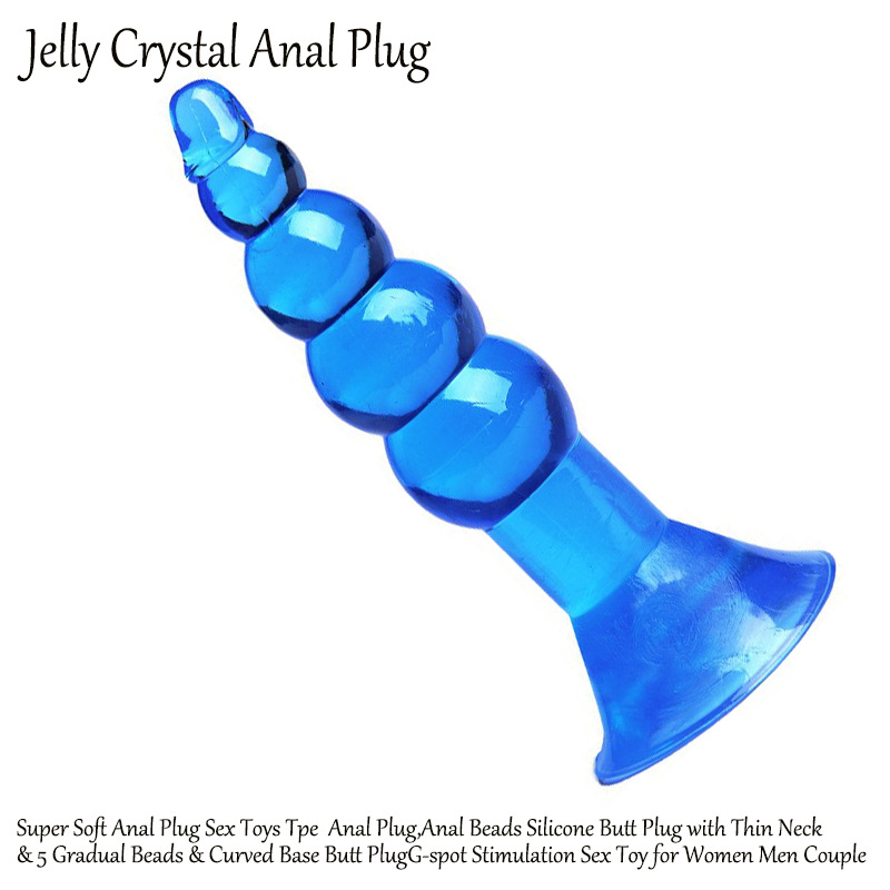 Crystal Anal Plug with Beaded TPE Shaft, Purple Wearable Design for Adults - Image 2