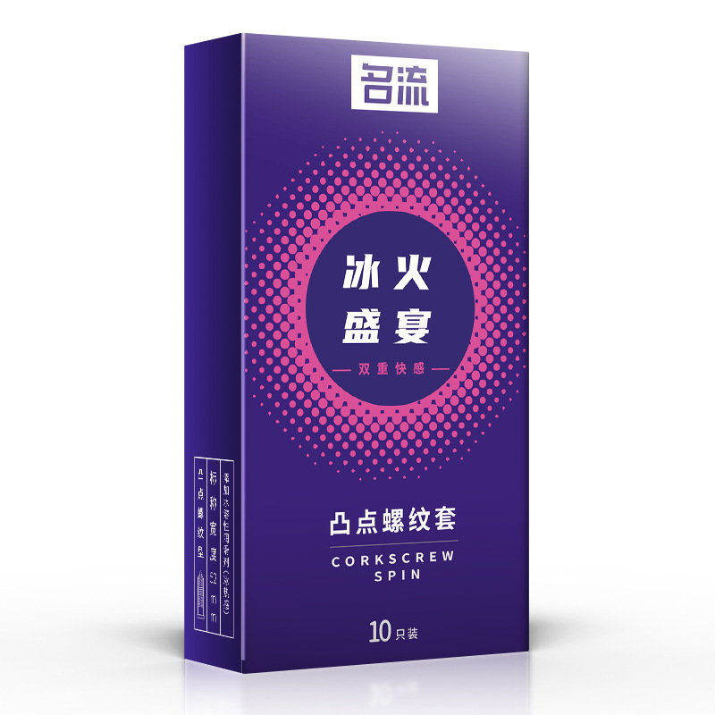 Celebrity Textured Condoms Ice and Fire Feast 10-Pack Ultra-Thin Latex Medium - Image 3