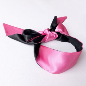 Deep Blue Satin Blindfold with Bow and Scarf Tie, 150 cm