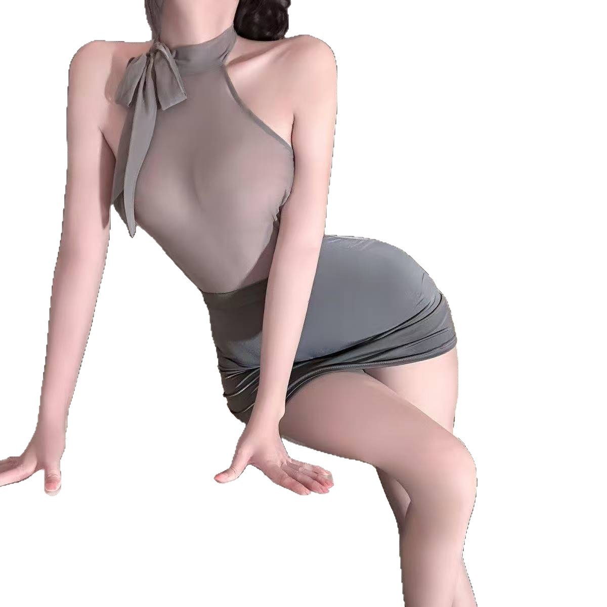 Pure Lust See-Through Maid Roleplay Set with Hip Skirt, Thong and Body Stocking - Image 5