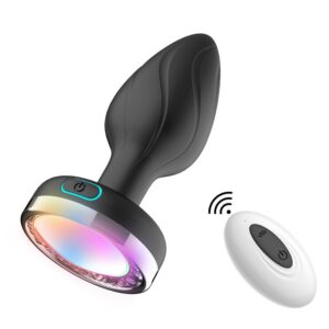 Luminous Wireless Remote Control Silicone Anal Plug, Rechargeable Adult Toy