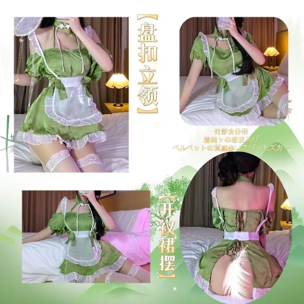 Lolita Maid Costume Set with Lace Apron and White Tights - Image 2