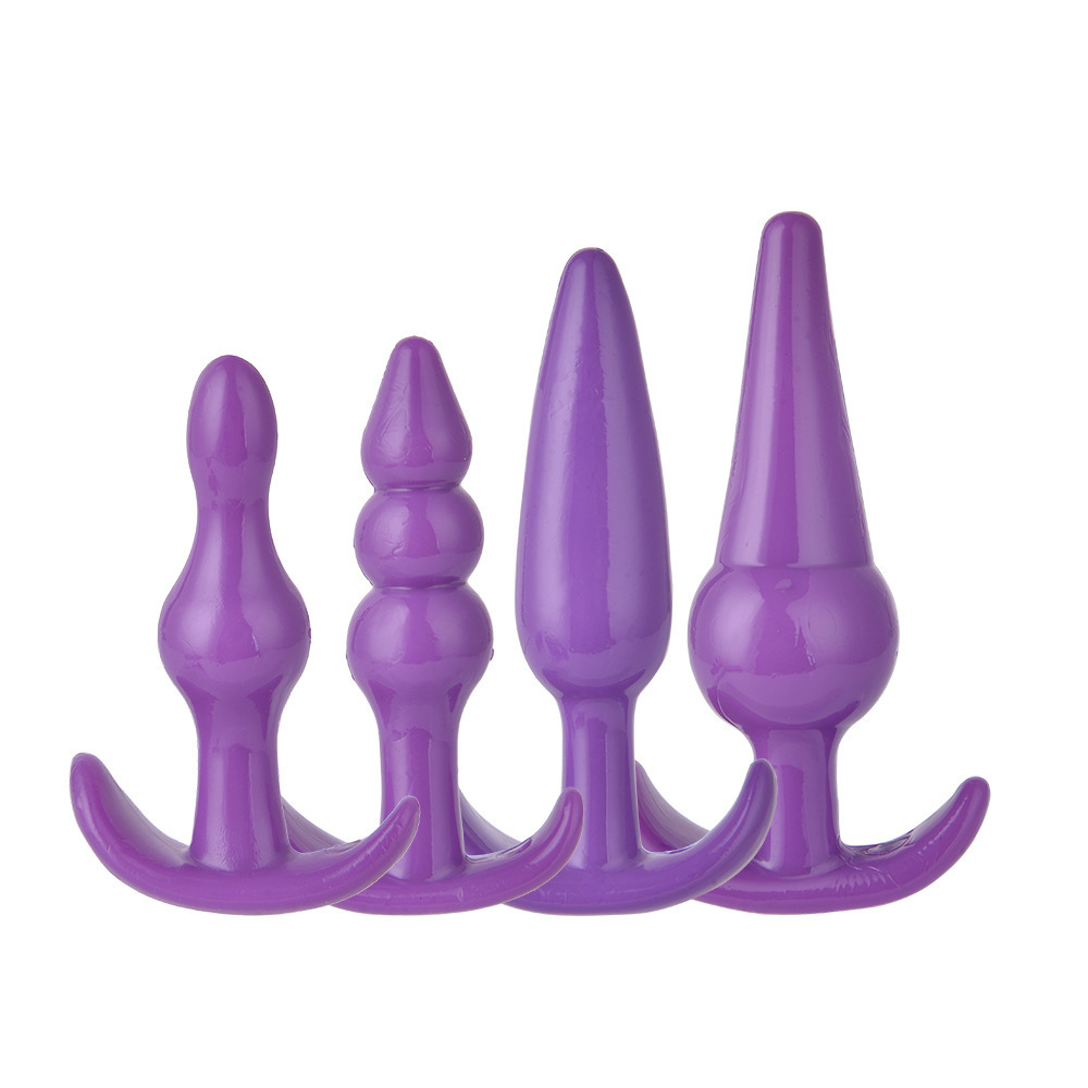 Four-Piece Anal Plug Bead Set, TPE, Purple, Graduated Sizes - Image 2