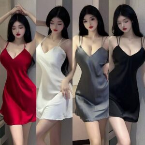 Strapless Backless Babydoll Lingerie Set, White Polyester Spaghetti-Strap Sleepwear