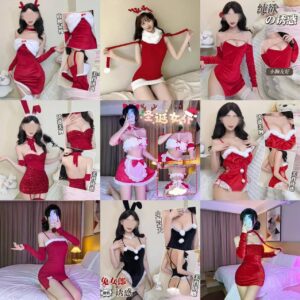 Elk Nurse Maid Christmas Costume Set with Hat, Tube Top and Panties