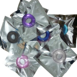 Men's Silicone Locking Cock Ring, Tri-color Sheep Eye Design, Colorful Crystal Slippery Ring
