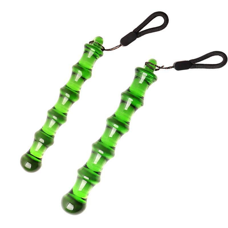 Crystal Glass Anal Plug Dildo, Bamboo-Shaped Transparent Green, 19 cm Large - Image 4