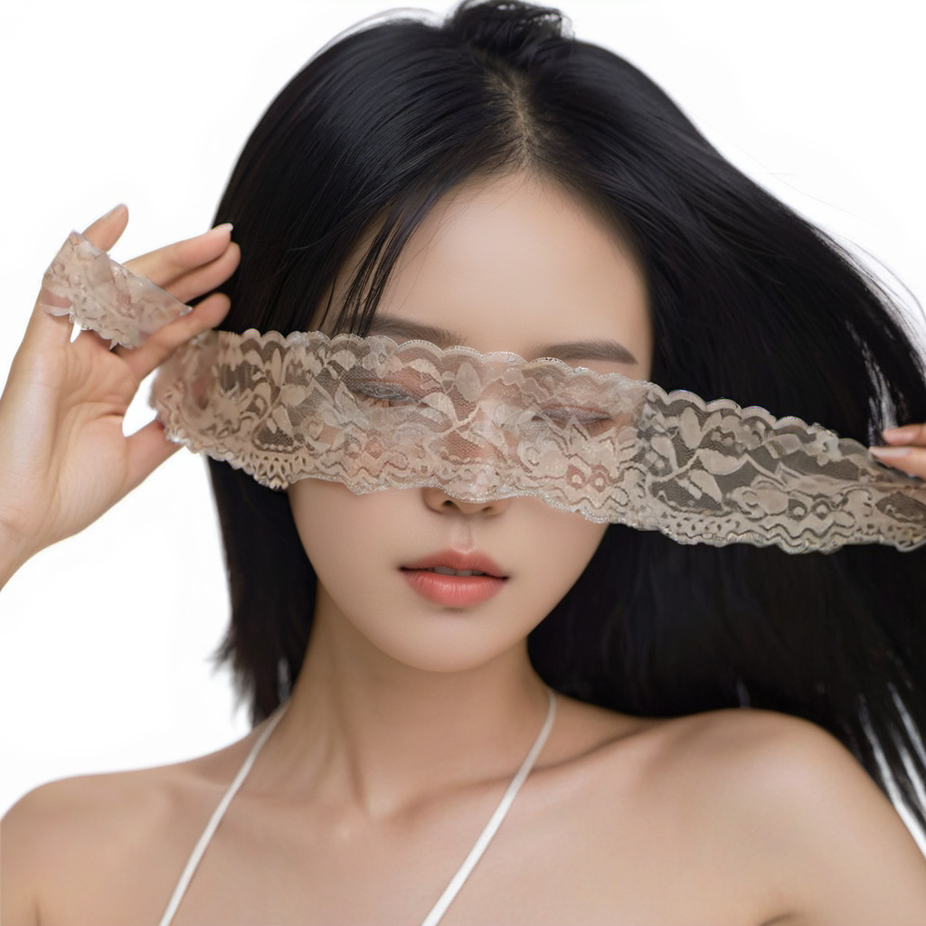 Lace Eye Mask Blindfold for Couples, Perspective Design, Purple - Image 5