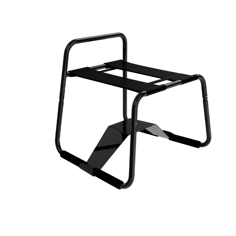 Foldable Adult Couples Chair with Nipple Clamps, Iron Frame and Foam Padding, Black - Image 3