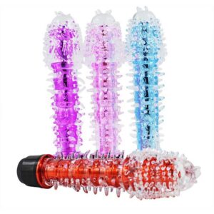 Crystal Spiked Vibrating Masturbator, TPE Textured Sleeve, Purple, Manual Control