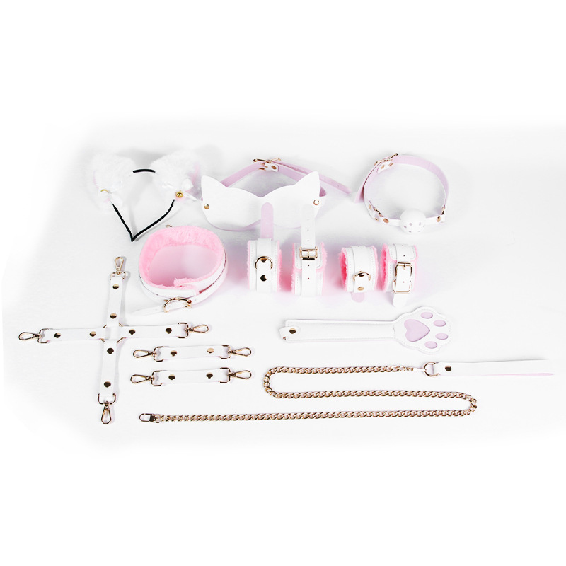 Sweet Cat-Themed Bondage Restraint Kit for Couples, Leather and Metal Adult Play Set - Image 5