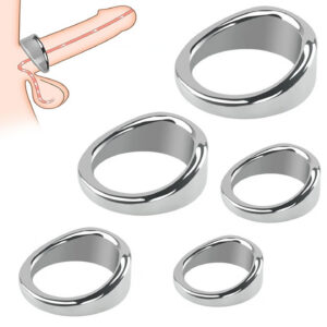 Crown Groove Metal Foreskin Retention Ring, 30mm Slanted-Edge Design, Manual Adult Penis Ring