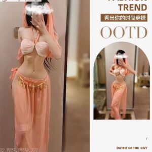 Court Pure Desire Hanfu Lingerie Set with Veil, Bandeau, Skirt and Panties
