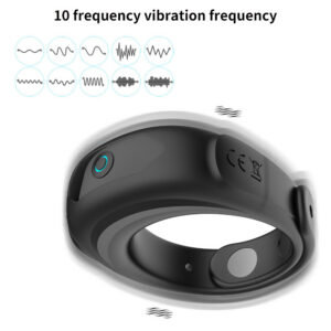 10-Frequency Vibrating Ring with Watch-Lock Design, Magnetic USB Charging, Silicone-ABS Body
