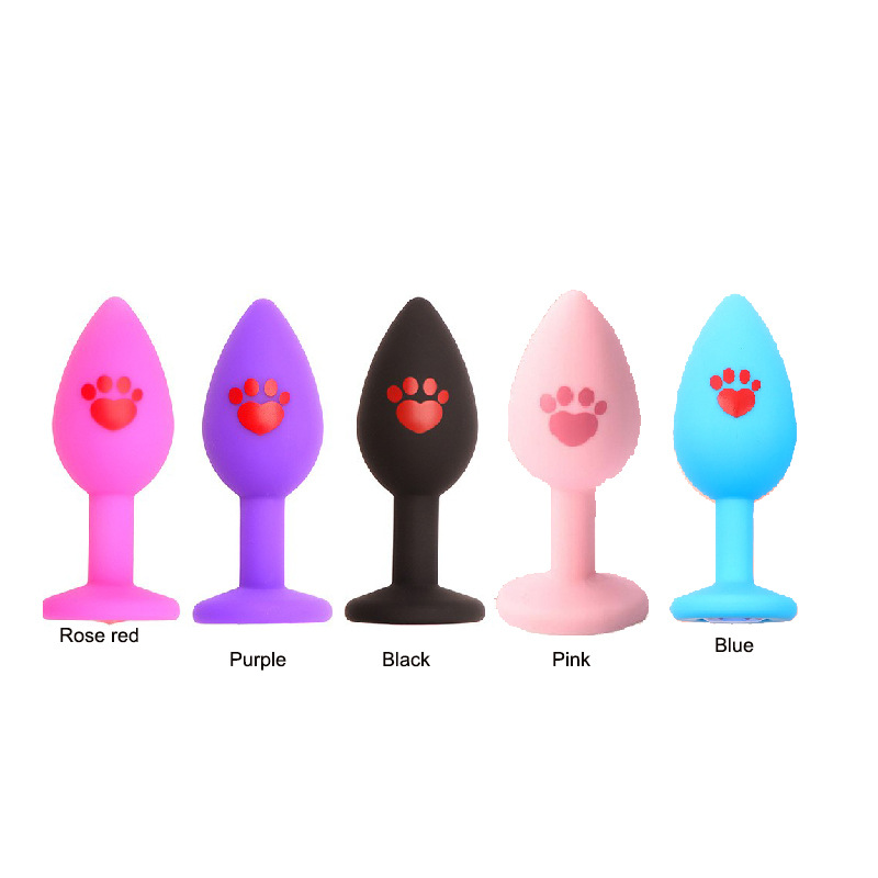 Cat Paw Silicone Anal Plug with Rhinestones, Pink Beginner-Friendly Training Toy - Image 3