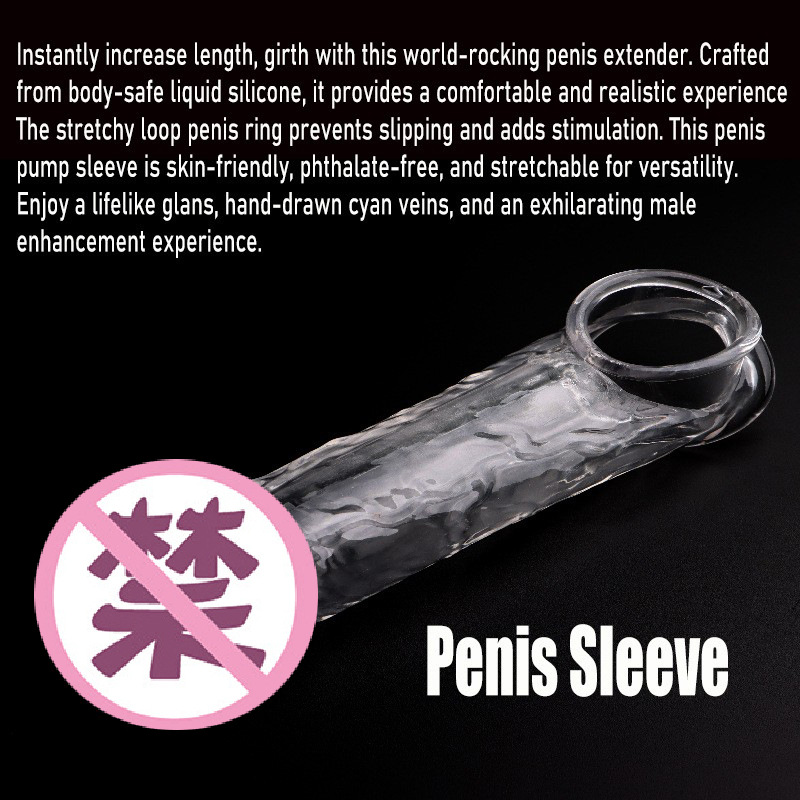 Spiked Extended Condom for Men, Thickened TPE Sleeve with Large Spikes, Transparent, 2 Oil Pouches - Image 3