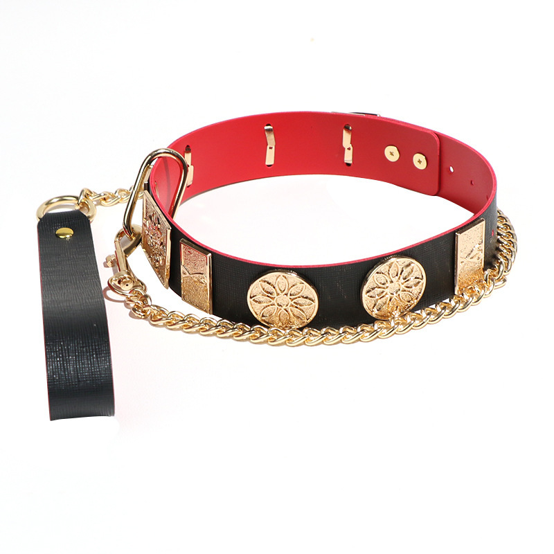 Jiuai SM Flying Fish Collar and Chain Set with Metal and Leather Bondage Accessories - Image 2