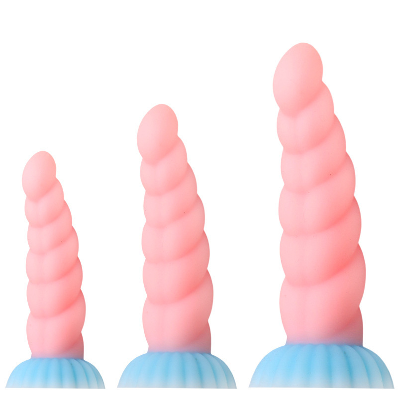 Liquid Silicone Mermaid Spiral Dildo Anal Plug, Large Multicolor Prostate Massager - Image 5