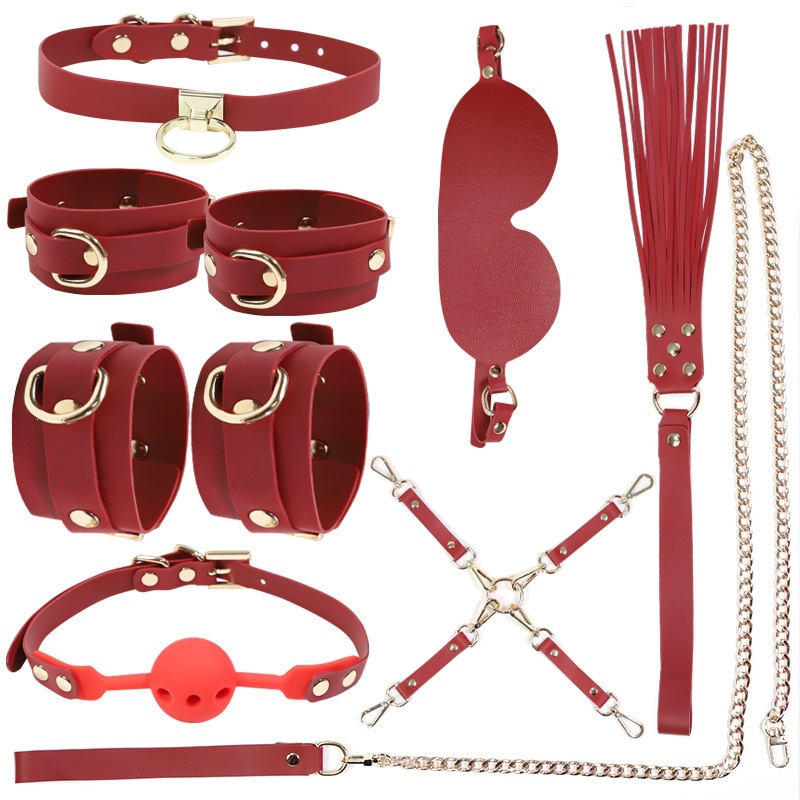 Jiuai SM Bondage Restraint Set, 8-Piece Silicone Kit with Gag, Nipple Clamps and Anal Plug - Image 5