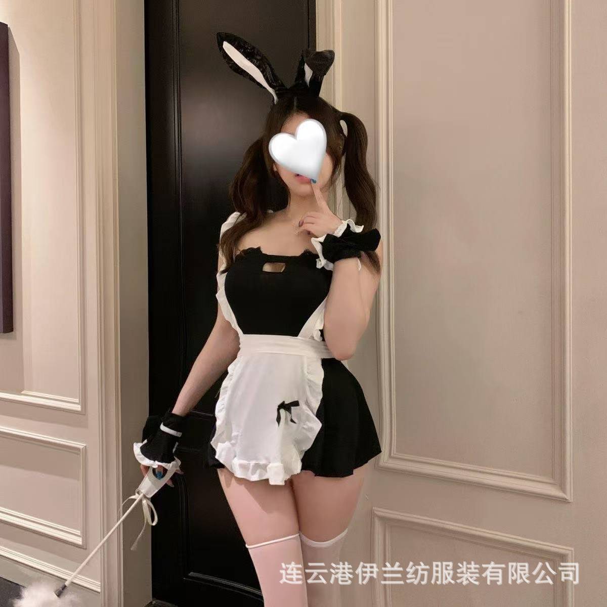 Maid Role-Play Lingerie Set with Headband, Apron, Sleeves and Tube Top - Image 4