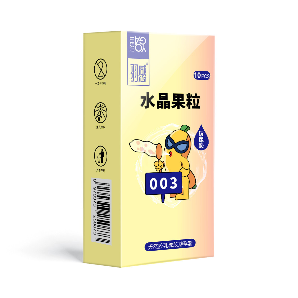 Feather-Feel Condoms 003 Crystal Fruit Flavor 10-Pack Lubricated Latex - Image 5