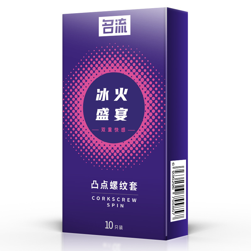 Celebrity Textured Condoms Ice and Fire Feast 10-Pack Ultra-Thin Latex Medium - Image 5