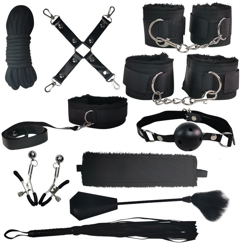 10-Piece Adult Bondage & Restraint Set with Faux Leather and Nylon Straps - Image 5
