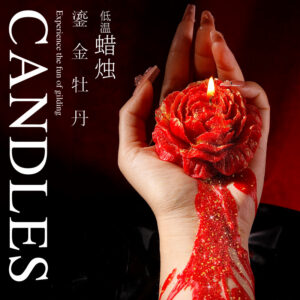 Low-Temperature Gold-Plated Soy Wax Candle for Couples, Red Peony Design
