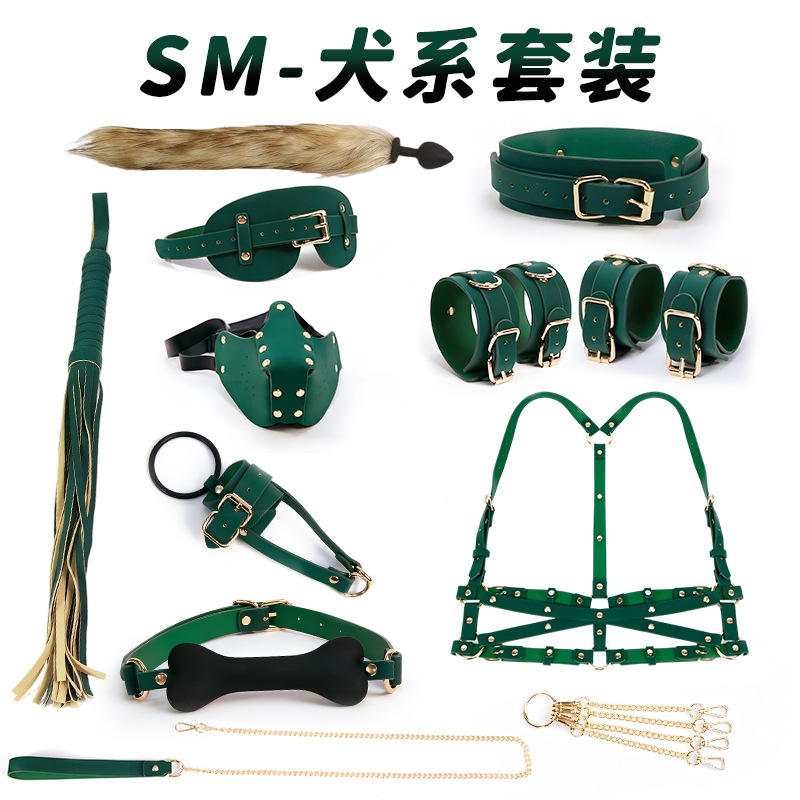 SM Dog-Themed Couple Role Play Restraint Set with PU Leather and Metal Handcuffs - Image 5