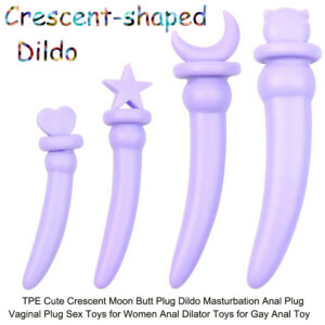 Cartoon Crescent Anal Plug, Purple Bear TPE Design, Smooth Non-Vibrating Insert