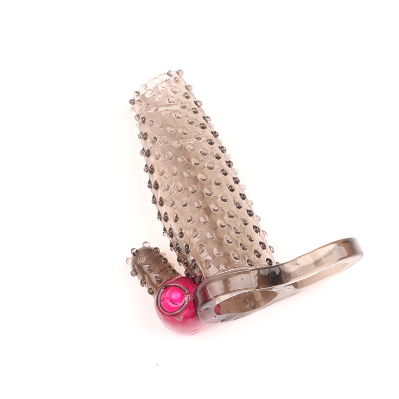 Vibrating Wolf Tooth Condom Sleeve, Spiked Textured TPE Ring, Transparent Non-Vibrating Variant - Image 4