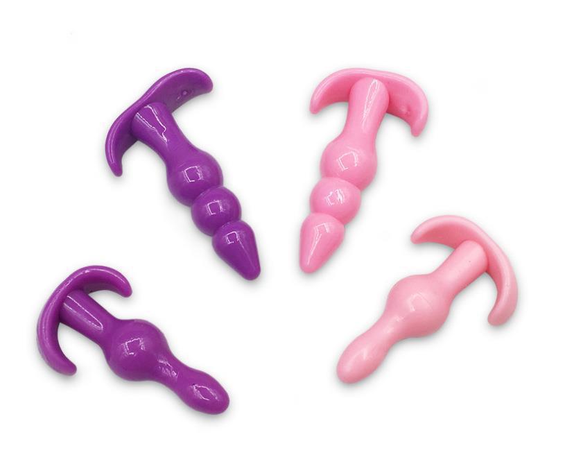 Lian Zhu G-Spot Anal Plug with Pull Bead Tail, Mini Triple-Bead Design, Pink TPR - Image 2