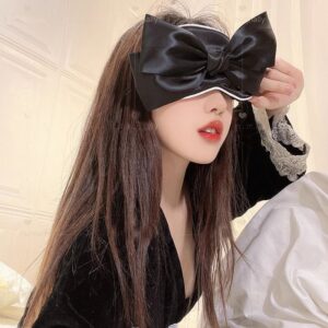Soft Bow Blindfold Eye Mask for Women, Comfortable Sun-Shading Sleep Mask, Dark Green