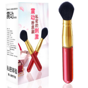 Vibrating Egg Stimulator with Foundation Brush Design, ABS Body, Rose Red & Gold